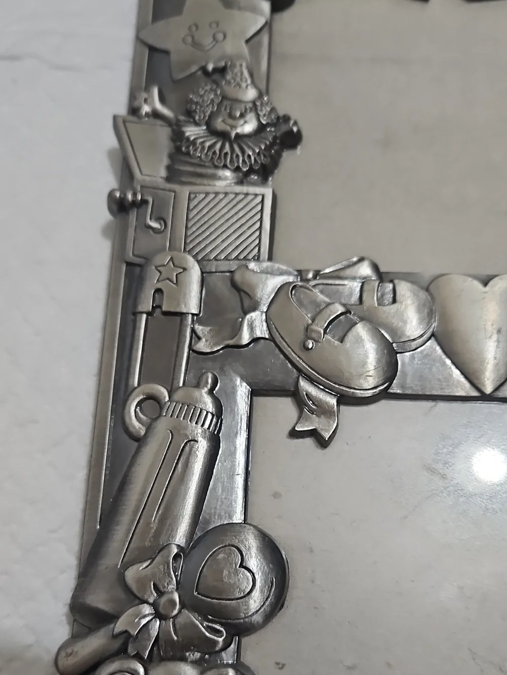 Silver Baby-Themed Double Picture Frame - 123 Design